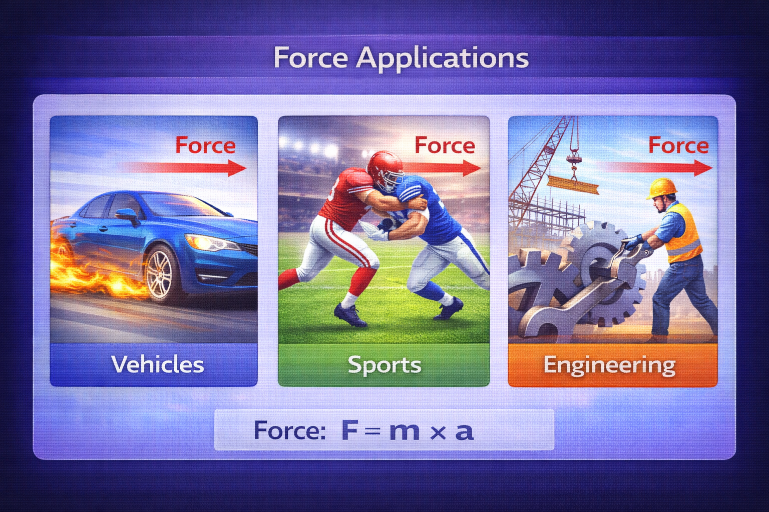 Real world force applications vehicles sports engineering physics problems